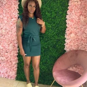 Green dress with belt